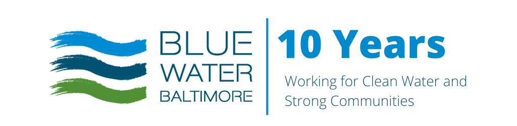 blue 10 years water logo
