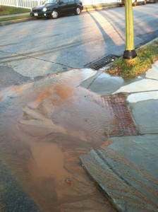 Polluted stormwater runoff entering storm drain