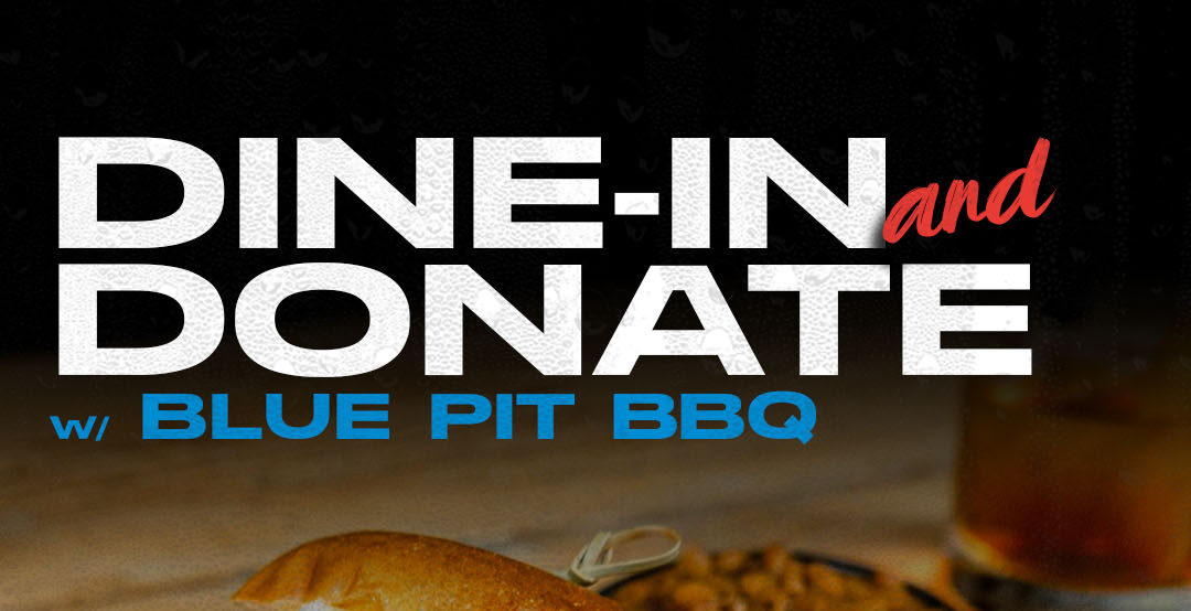 a flyer for a blue pit bbq event